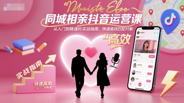 同城相亲抖音运营课,从入门到精通的实战指南,快速高效匹配对象青祥项目库-闲云创业网-老谢轻创网-中创网-福缘网-冒泡网-资源之家-魔方项目库青祥项目库