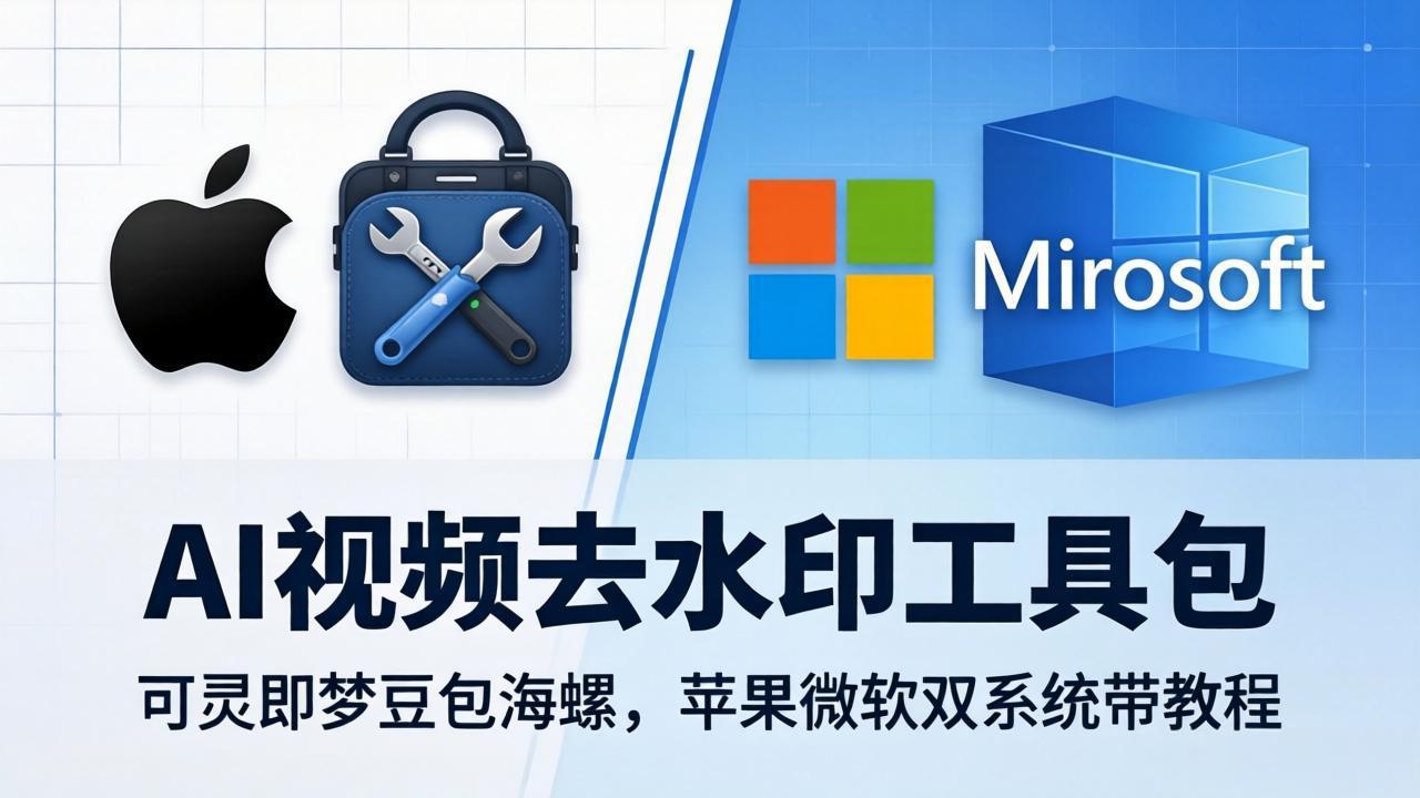 AI视频去水印工具包：可灵即梦豆包海螺，苹果微软双系统带教程青祥项目库-闲云创业网-老谢轻创网-中创网-福缘网-冒泡网-资源之家-魔方项目库青祥项目库