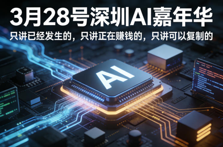 3月28号深圳AI嘉年华，只讲已经发生的，只讲正在賺钱的，只讲可以复制的青祥项目库-闲云创业网-老谢轻创网-中创网-福缘网-冒泡网-资源之家-魔方项目库青祥项目库