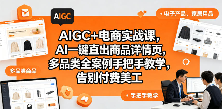 AIGC+电商实战课，AI一键直出商品详情页，多品类全案例手把手教学，告别付费美工(更新)青祥项目库-闲云创业网-老谢轻创网-中创网-福缘网-冒泡网-资源之家-魔方项目库青祥项目库