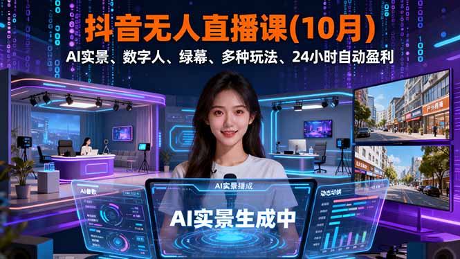 抖音无人直播课(10月青祥项目库-闲云创业网-老谢轻创网-中创网-福缘网-冒泡网-资源之家-魔方项目库青祥项目库