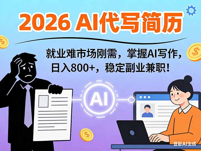 AI代写简历，超暴利，用万能模板月入1-3万实战教程，2026年市场刚需！青祥项目库-闲云创业网-老谢轻创网-中创网-福缘网-冒泡网-资源之家-魔方项目库青祥项目库