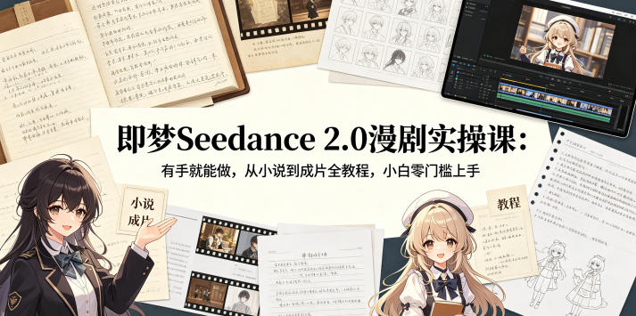 即梦Seedance 2.0漫剧实操课：有手就能做，从小说到成片全教程，小白零门槛上手青祥项目库-闲云创业网-老谢轻创网-中创网-福缘网-冒泡网-资源之家-魔方项目库青祥项目库