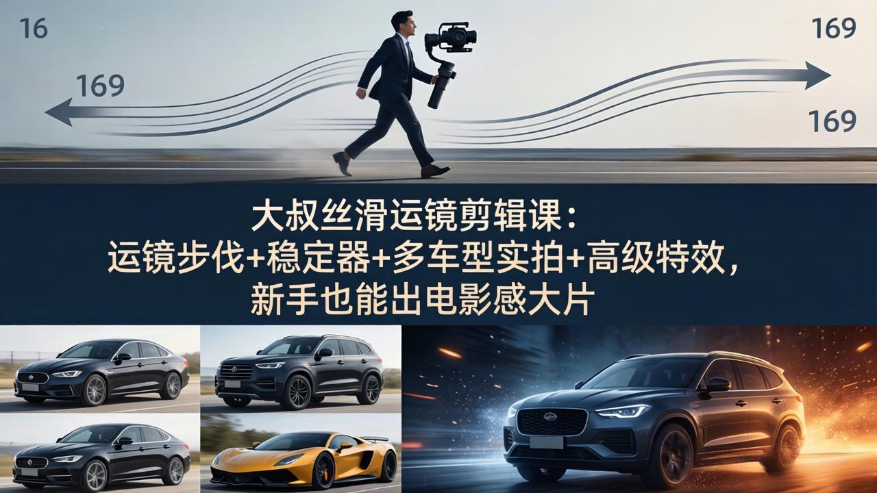 大叔丝滑运镜剪辑课:运镜步伐+稳定器+多车型实拍+高级特效,新手也能出电影感大片青祥项目库-闲云创业网-老谢轻创网-中创网-福缘网-冒泡网-资源之家-魔方项目库青祥项目库