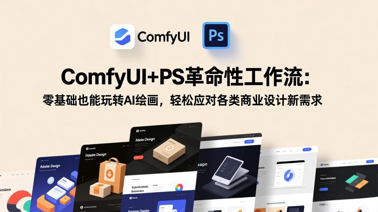 ComfyUI+PS革命性工作流：零基础也能玩转AI绘画，轻松应对各类商业设计新需求青祥项目库-闲云创业网-老谢轻创网-中创网-福缘网-冒泡网-资源之家-魔方项目库青祥项目库