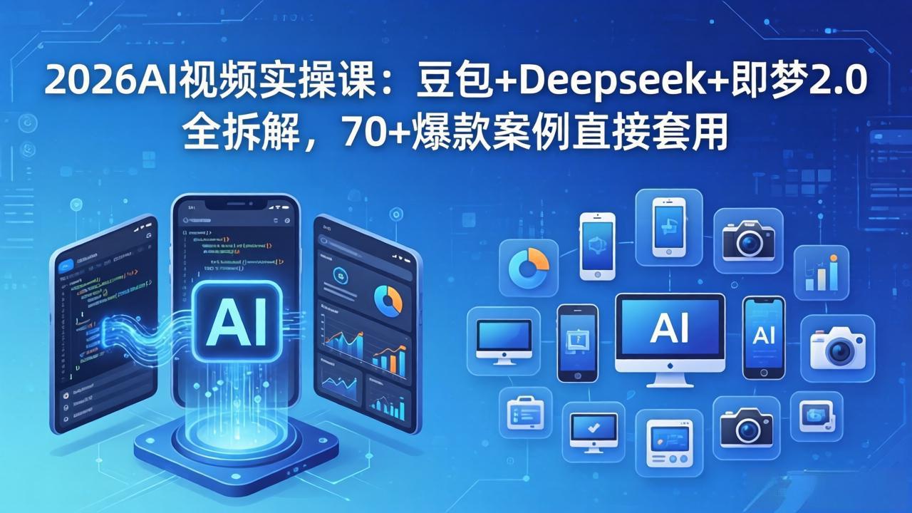 2026AI视频实操课：豆包+Deepseek+即梦2.0全拆解，70+爆款案例直接套用青祥项目库-闲云创业网-老谢轻创网-中创网-福缘网-冒泡网-资源之家-魔方项目库青祥项目库