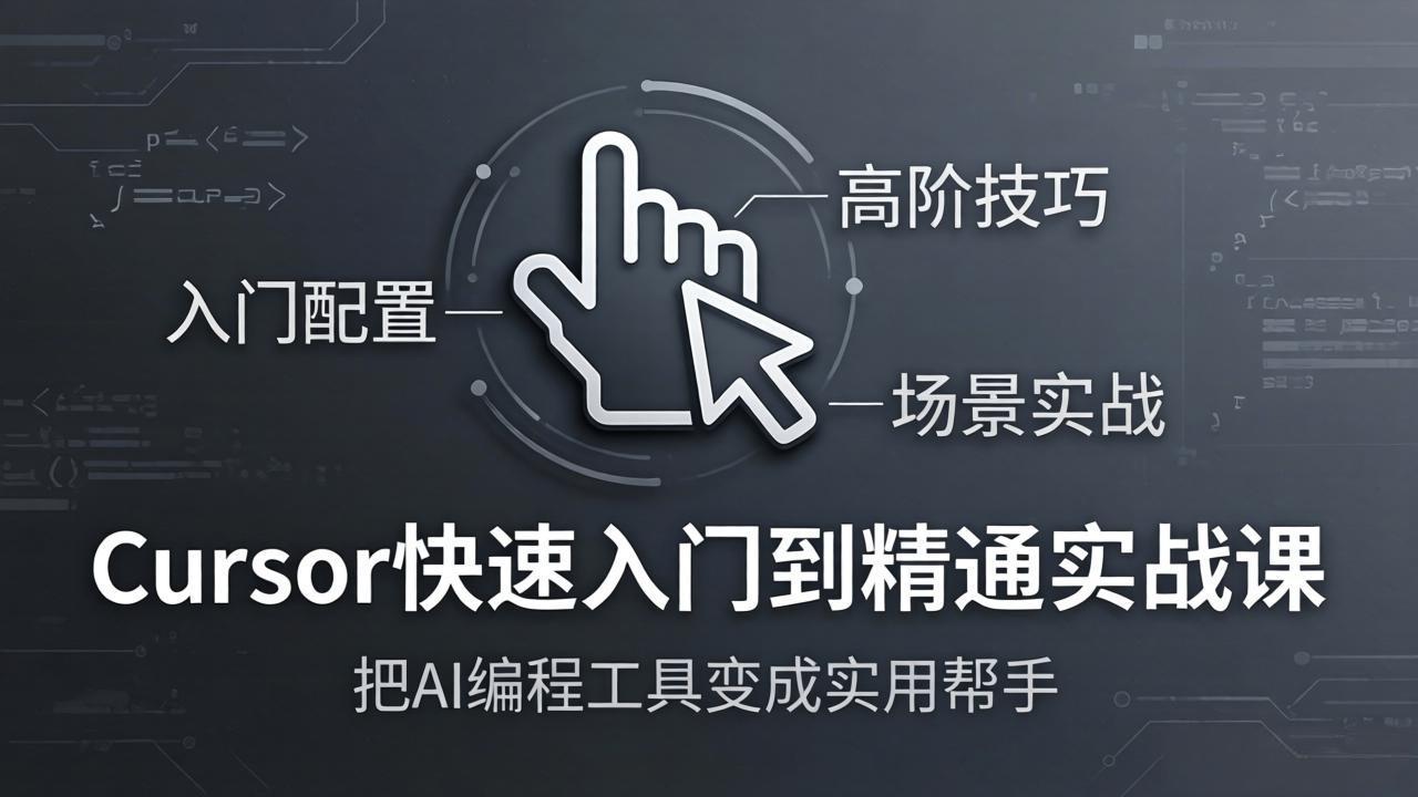 Cursor快速入门到精通实战课:入门配置+高阶技巧+场景实战,把AI编程工具变成实用帮手青祥项目库-闲云创业网-老谢轻创网-中创网-福缘网-冒泡网-资源之家-魔方项目库青祥项目库