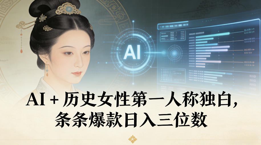 AI+历史女性第一人称独白，条条爆款日入三位数青祥项目库-闲云创业网-老谢轻创网-中创网-福缘网-冒泡网-资源之家-魔方项目库青祥项目库