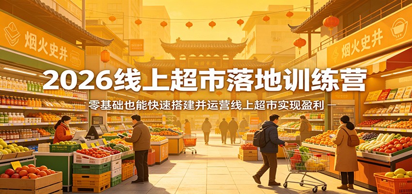 2026线上超市落地训练营，零基础也能快速搭建并运营线上超市实现盈利青祥项目库-闲云创业网-老谢轻创网-中创网-福缘网-冒泡网-资源之家-魔方项目库青祥项目库