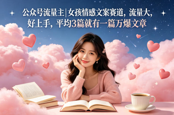 公众号流量主女孩情感文案赛道，流量大，好上手，平均3篇就有一篇万爆文章青祥项目库-闲云创业网-老谢轻创网-中创网-福缘网-冒泡网-资源之家-魔方项目库青祥项目库