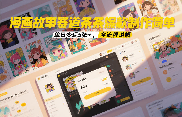 漫画故事赛道条条爆款制作简单,单日变现5张+,全流程讲解青祥项目库-闲云创业网-老谢轻创网-中创网-福缘网-冒泡网-资源之家-魔方项目库青祥项目库