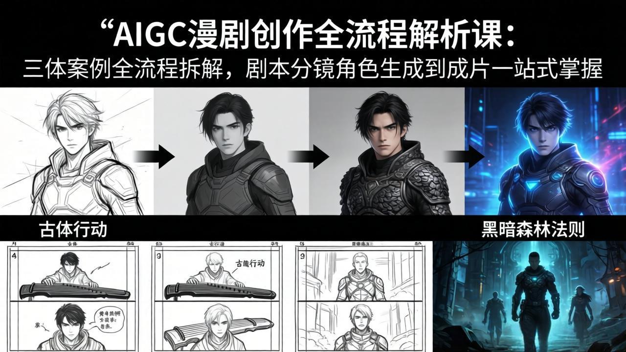 AIGC漫剧创作全流程解析课:三体案例全流程拆解,剧本分镜角色生成到成片一站式掌握青祥项目库-闲云创业网-老谢轻创网-中创网-福缘网-冒泡网-资源之家-魔方项目库青祥项目库