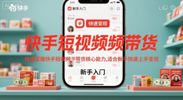 快手短视频带货，快速掌握快手短视频带货核心能力，适合新手快速上手变现青祥项目库-闲云创业网-老谢轻创网-中创网-福缘网-冒泡网-资源之家-魔方项目库青祥项目库