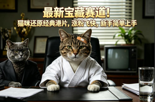 最新宝藏赛道！猫咪还原经典港片，涨粉飞快，新手简单上手青祥项目库-闲云创业网-老谢轻创网-中创网-福缘网-冒泡网-资源之家-魔方项目库青祥项目库