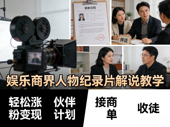 娱乐商界人物纪录片解说教学，轻松涨粉变现，伙伴计划，接商单，收徒等青祥项目库-闲云创业网-老谢轻创网-中创网-福缘网-冒泡网-资源之家-魔方项目库青祥项目库