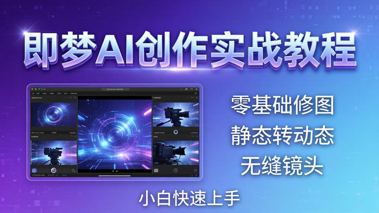 即梦AI创作实战教程，从零基础修图到AI导演，实战教学静态转动态+无缝镜头，小白快速上手青祥项目库-闲云创业网-老谢轻创网-中创网-福缘网-冒泡网-资源之家-魔方项目库青祥项目库