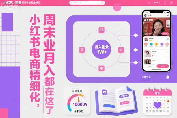 小红书电商精细化运营全流程，周末副业月入1W+，全套方法都在这了青祥项目库-闲云创业网-老谢轻创网-中创网-福缘网-冒泡网-资源之家-魔方项目库青祥项目库