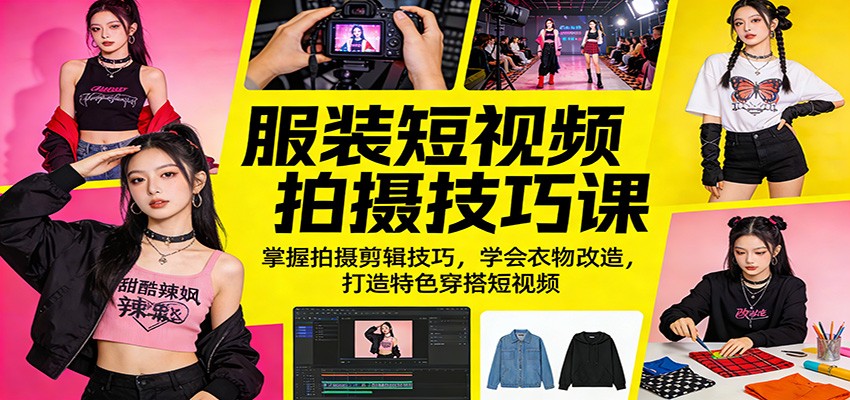 服装短视频拍摄技巧课：掌握拍摄剪辑技巧，学会衣物改造，打造特色穿搭短视频青祥项目库-闲云创业网-老谢轻创网-中创网-福缘网-冒泡网-资源之家-魔方项目库青祥项目库