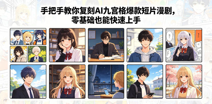 手把手教你复刻AI九宫格爆款短片漫剧，零基础也能快速上手青祥项目库-闲云创业网-老谢轻创网-中创网-福缘网-冒泡网-资源之家-魔方项目库青祥项目库