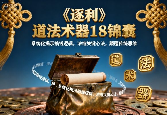 《逐利》道法术器18锦囊，系统化揭示搞钱逻辑，浓缩关键心法，颠覆传统思维(更新)青祥项目库-闲云创业网-老谢轻创网-中创网-福缘网-冒泡网-资源之家-魔方项目库青祥项目库