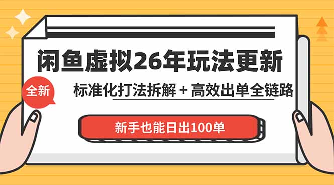 闲鱼虚拟从0到1系统化运营课程：标准化打法拆解 + 高效出单全链路教学，新手也能日出100单青祥项目库-闲云创业网-老谢轻创网-中创网-福缘网-冒泡网-资源之家-魔方项目库青祥项目库