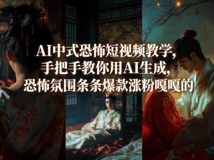 AI中式恐怖短视频教学,手把手教你用AI生成,恐怖氛围条条爆款涨粉嘎嘎的青祥项目库-闲云创业网-老谢轻创网-中创网-福缘网-冒泡网-资源之家-魔方项目库青祥项目库