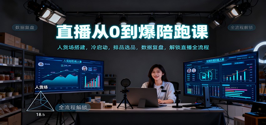 直播从0到爆陪跑课：人货场搭建，冷启动，排品选品，数据复盘，解锁直播全流程青祥项目库-闲云创业网-老谢轻创网-中创网-福缘网-冒泡网-资源之家-魔方项目库青祥项目库
