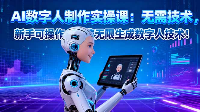 AI数字人制作实操课：无需技术，新手可操作，免费无限生成数字人技术！青祥项目库-闲云创业网-老谢轻创网-中创网-福缘网-冒泡网-资源之家-魔方项目库青祥项目库