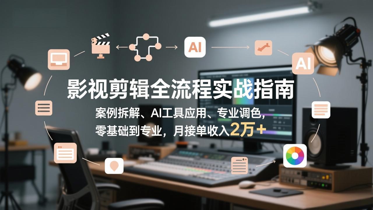 影视剪辑全流程实战指南,案例拆解、AI工具应用、专业调色,零基础到专业,月接单收入2万+青祥项目库-闲云创业网-老谢轻创网-中创网-福缘网-冒泡网-资源之家-魔方项目库青祥项目库