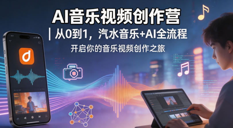 AI音乐视频创作营｜从0到1，汽水音乐+AI全流程，开启你的音乐视频创作之旅青祥项目库-闲云创业网-老谢轻创网-中创网-福缘网-冒泡网-资源之家-魔方项目库青祥项目库