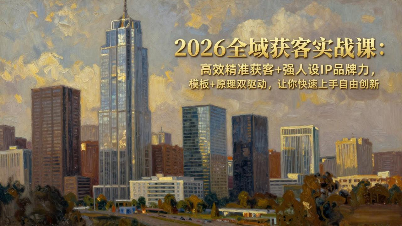 2026全域获客实战课：高效精准获客+强人设IP品牌力，模板+原理双驱动，让你快速上手自由创新青祥项目库-闲云创业网-老谢轻创网-中创网-福缘网-冒泡网-资源之家-魔方项目库青祥项目库