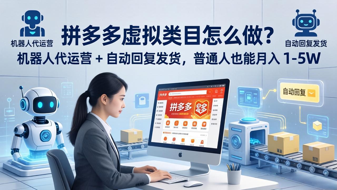 拼多多虚拟类目怎么做？机器人代运营 + 自动回复发货，普通人也能月入 1-5W青祥项目库-闲云创业网-老谢轻创网-中创网-福缘网-冒泡网-资源之家-魔方项目库青祥项目库