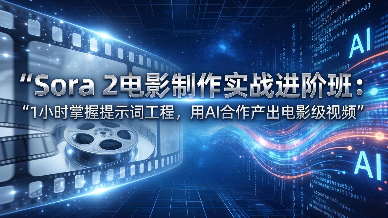 Sora 2电影制作实战进阶班：1小时掌握提示词工程，用AI合作产出电影级视频青祥项目库-闲云创业网-老谢轻创网-中创网-福缘网-冒泡网-资源之家-魔方项目库青祥项目库