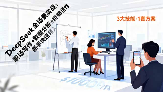 DeepSeek全场景实战:职场写作+数据分析+自媒体创作,新手快速月入过万青祥项目库-闲云创业网-老谢轻创网-中创网-福缘网-冒泡网-资源之家-魔方项目库青祥项目库