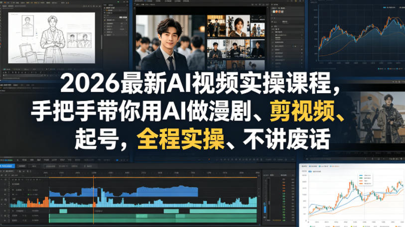 2026最新AI视频实操课程，手把手带你用AI做漫剧、剪视频、起号，全程实操、不讲废话青祥项目库-闲云创业网-老谢轻创网-中创网-福缘网-冒泡网-资源之家-魔方项目库青祥项目库