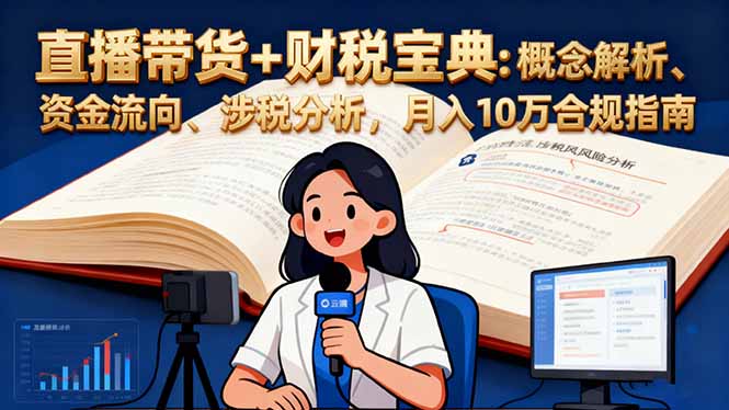 直播带货+财税宝典:概念解析、资金流向、涉税分析,月入10万合规指南青祥项目库-闲云创业网-老谢轻创网-中创网-福缘网-冒泡网-资源之家-魔方项目库青祥项目库