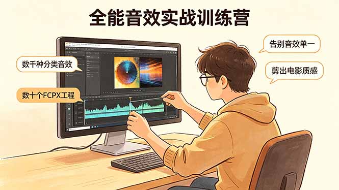 全能音效实战训练营：数千种分类音效+数十个FCPX工程，告别音效单一，剪出电影质感青祥项目库-闲云创业网-老谢轻创网-中创网-福缘网-冒泡网-资源之家-魔方项目库青祥项目库
