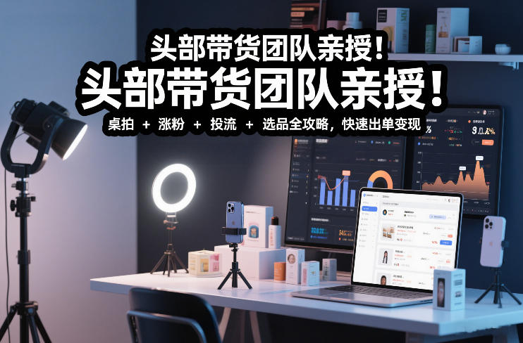 头部带货团队亲授！专业短视频实拍带货课：桌拍+涨粉+投流+选品全攻略，快速出单变现，月入2w+青祥项目库-闲云创业网-老谢轻创网-中创网-福缘网-冒泡网-资源之家-魔方项目库青祥项目库