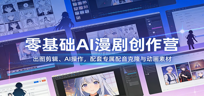 零基础AI漫剧创作营：出图剪辑、AI操作，配套专属配音克隆与动画素材青祥项目库-闲云创业网-老谢轻创网-中创网-福缘网-冒泡网-资源之家-魔方项目库青祥项目库