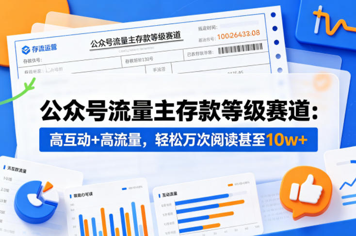 公众号流量主之存款等级赛道，高互动+高流量，轻松达到万次阅读，甚至10w+青祥项目库-闲云创业网-老谢轻创网-中创网-福缘网-冒泡网-资源之家-魔方项目库青祥项目库