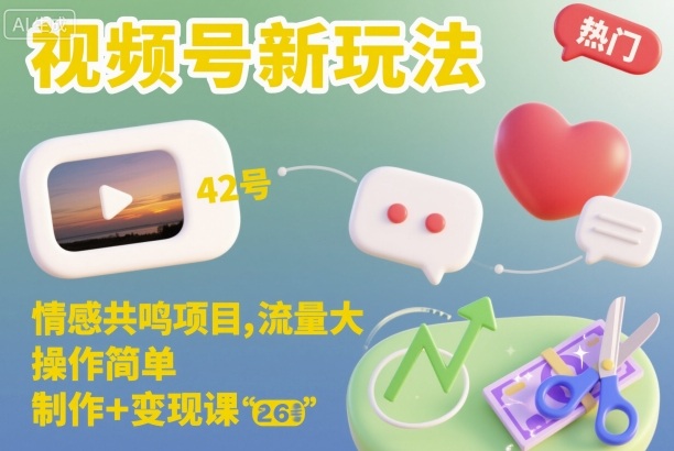 视频号新玩法,情感共鸣项目,流量大,操作简单,制作+变现课青祥项目库-闲云创业网-老谢轻创网-中创网-福缘网-冒泡网-资源之家-魔方项目库青祥项目库