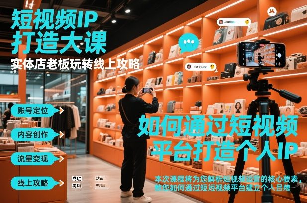 短视频ip打造大课，实体店老板玩转线上攻略青祥项目库-闲云创业网-老谢轻创网-中创网-福缘网-冒泡网-资源之家-魔方项目库青祥项目库