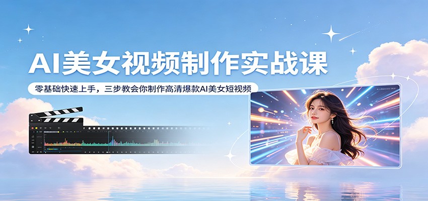 AI美女视频制作实战课：零基础快速上手，三步教会你制作高清爆款AI美女短视频青祥项目库-闲云创业网-老谢轻创网-中创网-福缘网-冒泡网-资源之家-魔方项目库青祥项目库
