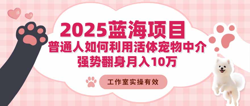 2025蓝海项目:普通人如何利用活体宠物中介,强势翻身月入10万青祥项目库-闲云创业网-老谢轻创网-中创网-福缘网-冒泡网-资源之家-魔方项目库青祥项目库