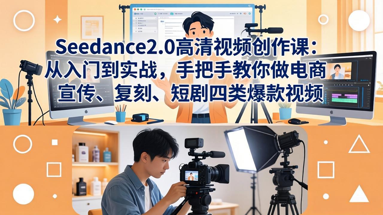 Seedance2.0高清视频创作课：从入门到实战，手把手教你做电商、宣传、复刻、短剧四类爆款视频青祥项目库-闲云创业网-老谢轻创网-中创网-福缘网-冒泡网-资源之家-魔方项目库青祥项目库
