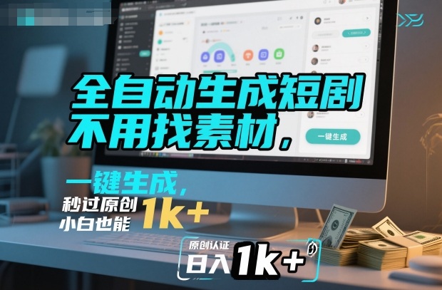 全自动生成短剧，不用找素材，不用剪辑，一键生成，秒过原创，小白也能轻松日入1k+【揭秘】青祥项目库-闲云创业网-老谢轻创网-中创网-福缘网-冒泡网-资源之家-魔方项目库青祥项目库