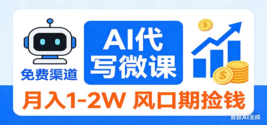 2026告别打工！AI 代写微课，提供免费渠道，月入 1-2W 风口期捡钱青祥项目库-闲云创业网-老谢轻创网-中创网-福缘网-冒泡网-资源之家-魔方项目库青祥项目库