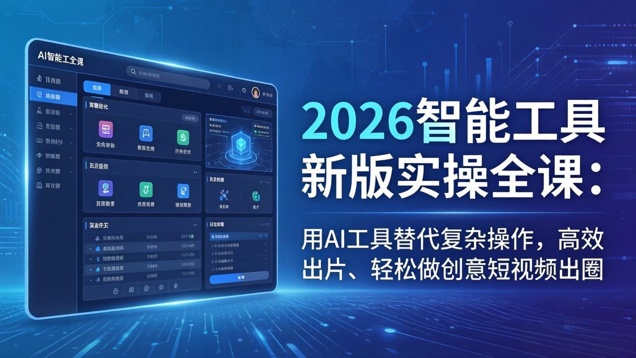 2026智能工具新版实操全课:用AI工具替代复杂操作,高效出片、轻松做创意短视频出圈青祥项目库-闲云创业网-老谢轻创网-中创网-福缘网-冒泡网-资源之家-魔方项目库青祥项目库