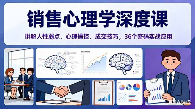 销售心理学深度课,讲解人性弱点、心理操控、成交技巧,36个密码实战应用青祥项目库-闲云创业网-老谢轻创网-中创网-福缘网-冒泡网-资源之家-魔方项目库青祥项目库