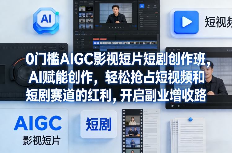 0门槛AIGC影视短片短剧创作班,AI赋能创作,轻松抢占短视频和短剧赛道的红利,开启副业增收路青祥项目库-闲云创业网-老谢轻创网-中创网-福缘网-冒泡网-资源之家-魔方项目库青祥项目库